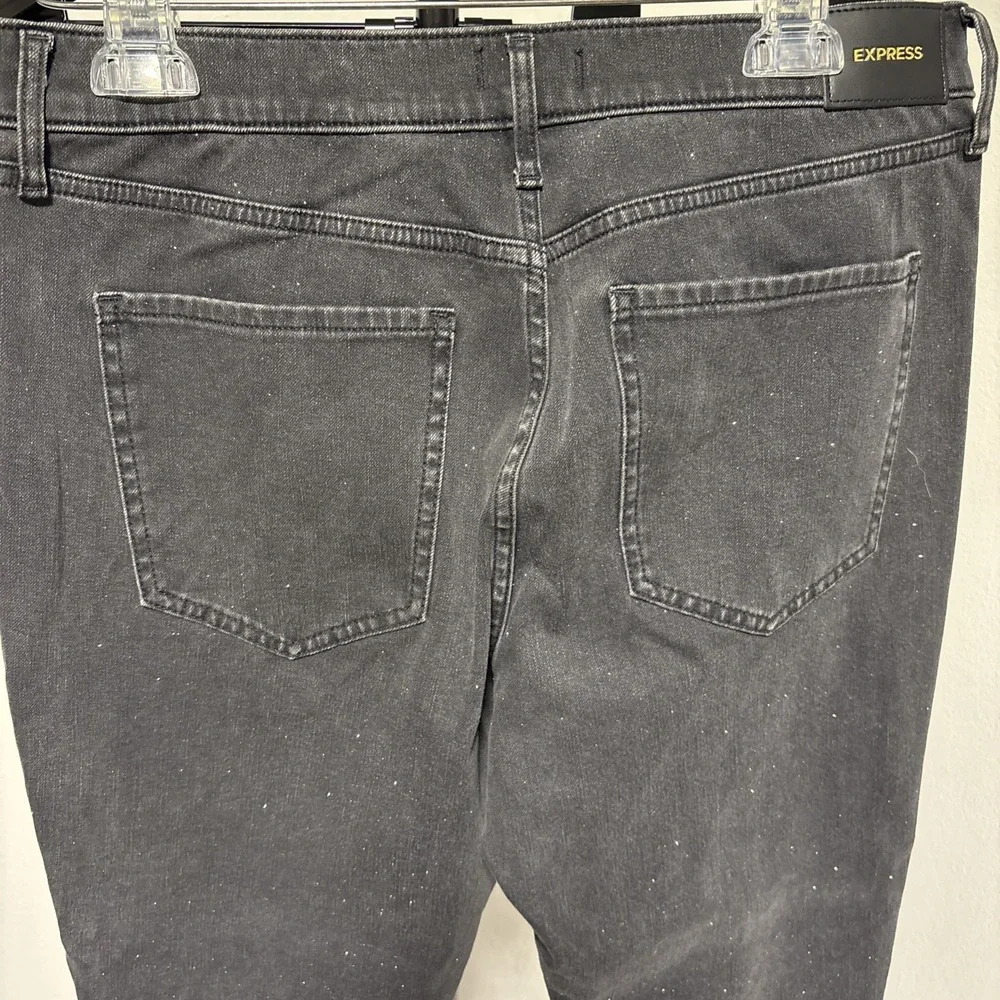 Express Legging Mid Rise  Jeans Womens 12R Black faded Wash Stretch sparkle